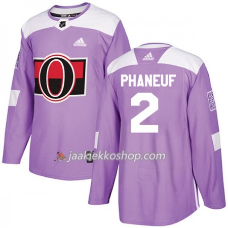 Miehille NHL Ottawa Senators Pelipaita Dion Phaneuf 2 Adidas 2017-2018 Violetti Fights Cancer Practice Authentic